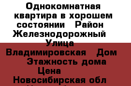 Однокомнатная квартира в хорошем состоянии › Район ­ Железнодорожный › Улица ­ Владимировская › Дом ­ 21 › Этажность дома ­ 11 › Цена ­ 11 000 - Новосибирская обл., Новосибирск г. Недвижимость » Квартиры аренда   . Новосибирская обл.,Новосибирск г.